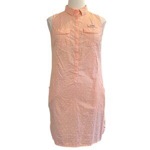 Columbia Sleeveless Collared Button Bodice Peach Cotton Woven Dress Size Large
